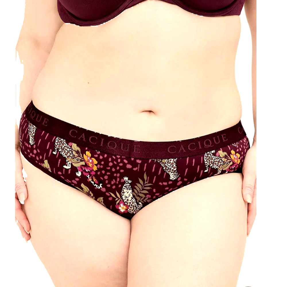 NWT Lane Bryant Deep Purple And Leopards Cotton Blend Hipster Panties 3X 26 28